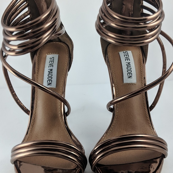Steve Madden Copper Metallic Sandal Stiletto Heels - Picture 3 of 5